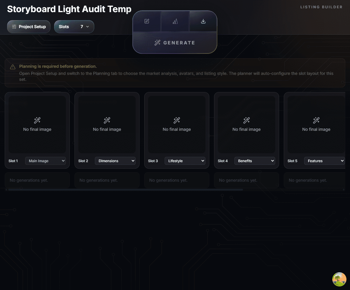Genrupt listing builder screen from a real project