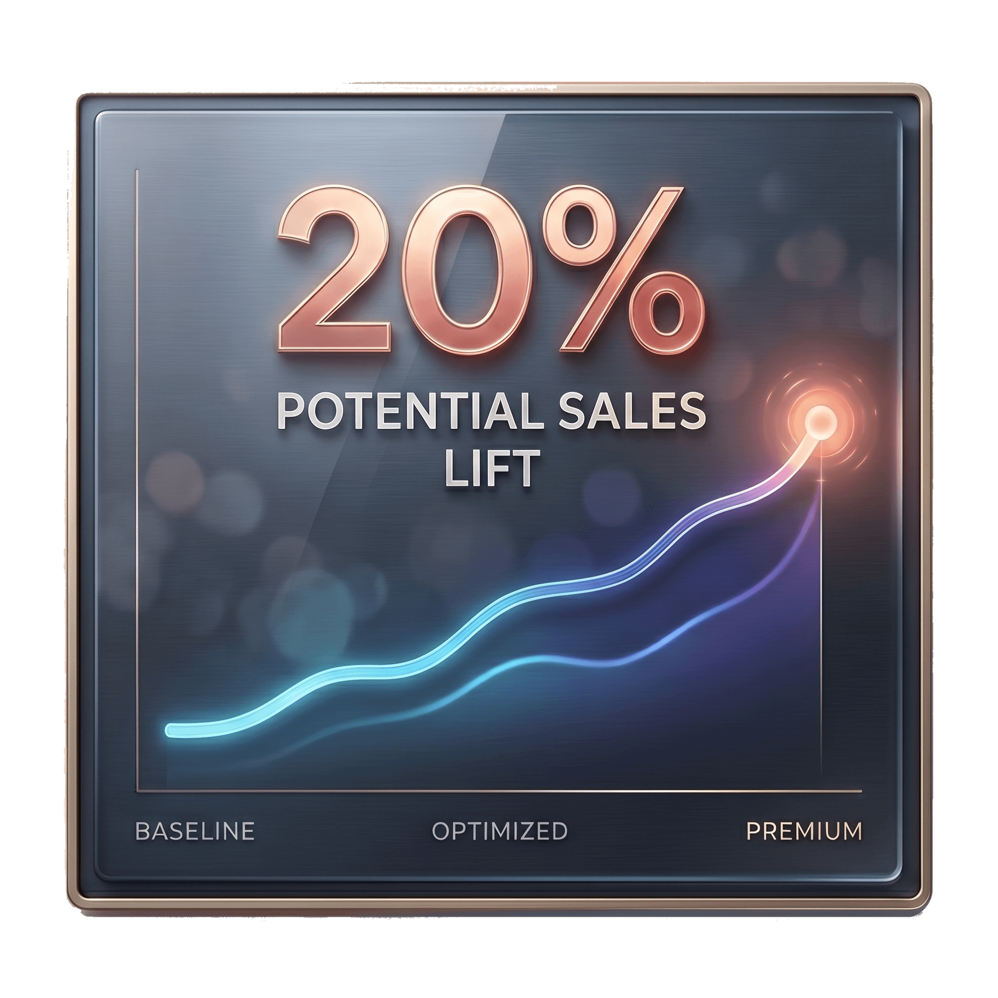 Premium conversion graph showing potential sales lift up to 20 percent